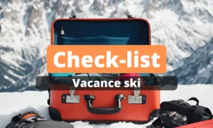 Visuel check-list vacance ski : valise dans la neige
